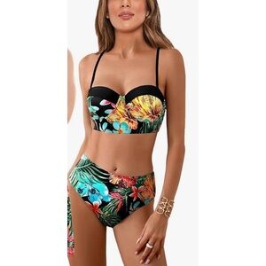 SINBRLAI Tropical Floral Print Bikini Set